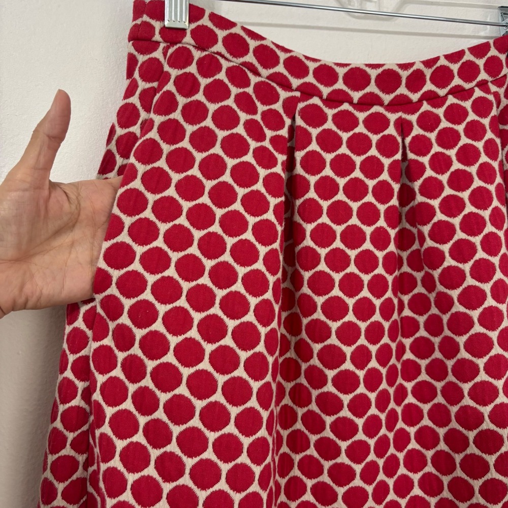 Boden Retro Mod Skirt Twee Polka Dot Pleated Pockets  Preppy Red Womens US 8L - Picture 8 of 10
